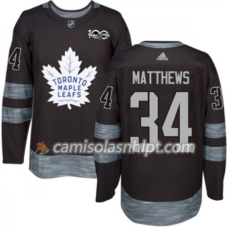 Camisola Toronto Maple Leafs Auston Matthews 34 1917-2017 100th Anniversary Adidas Preto Authentic - Homem